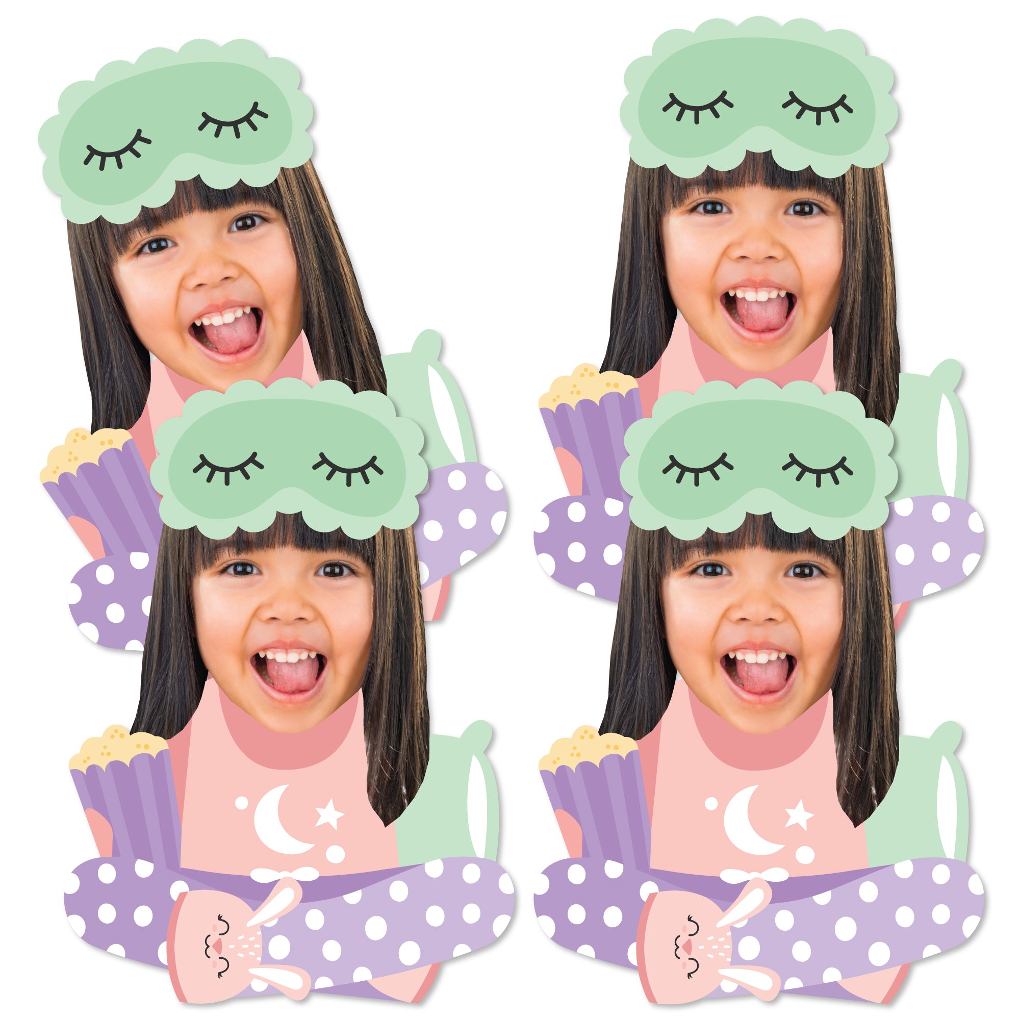 Custom Photo Pajama Slumber Party - Fun Face Decorations DIY Girls Sleepover  Birthday Party Essentials - Set of 20