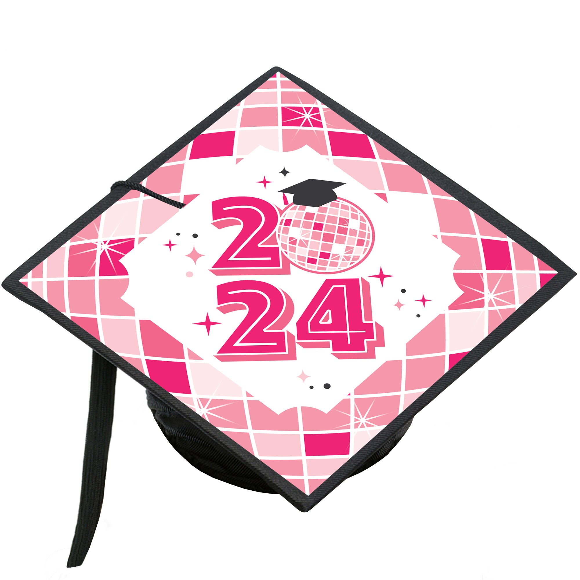 13 Grad Hats on Black Large Gift Bag With Graduation Card and