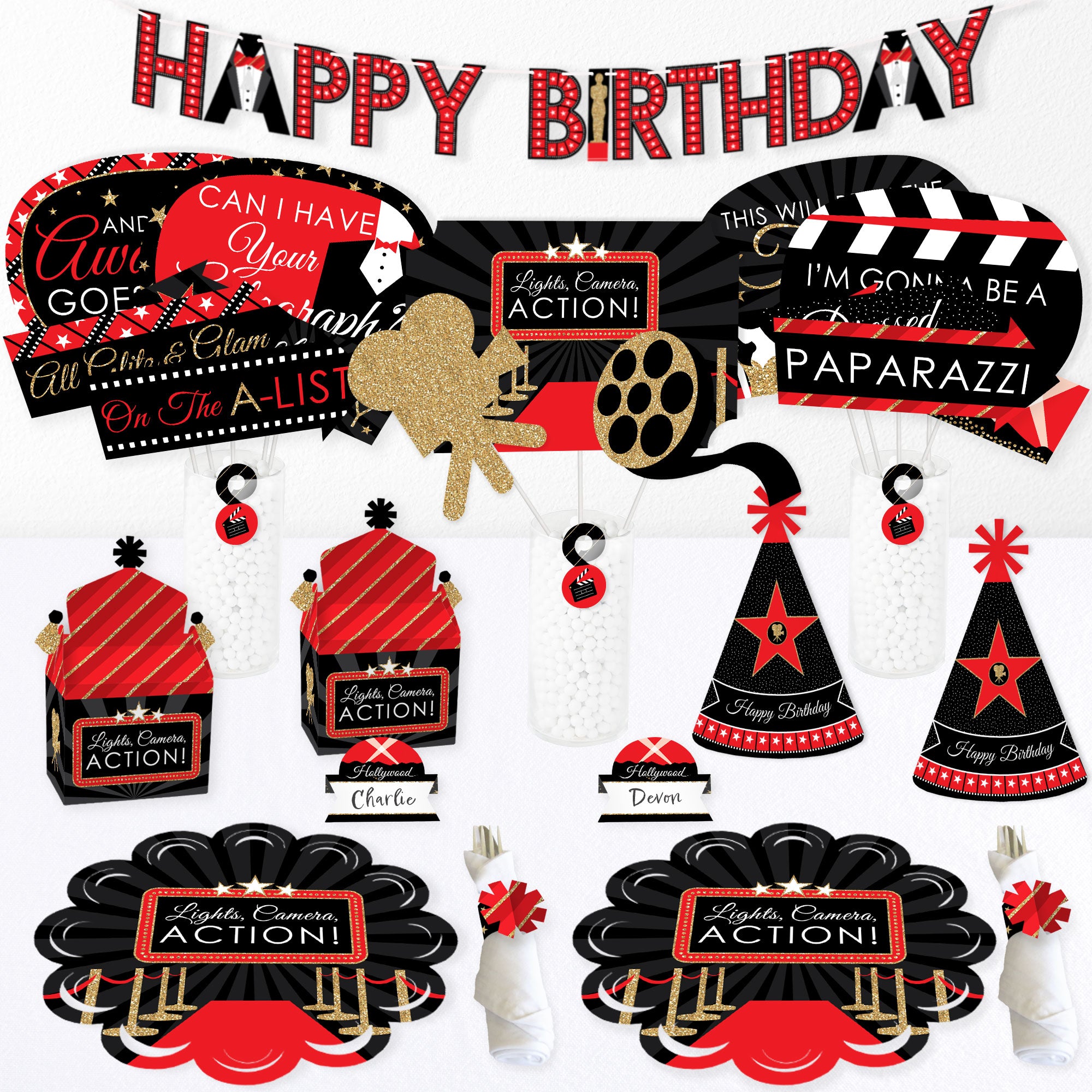Red Carpet Hollywood Centerpiece & Table Decoration Kit Movie