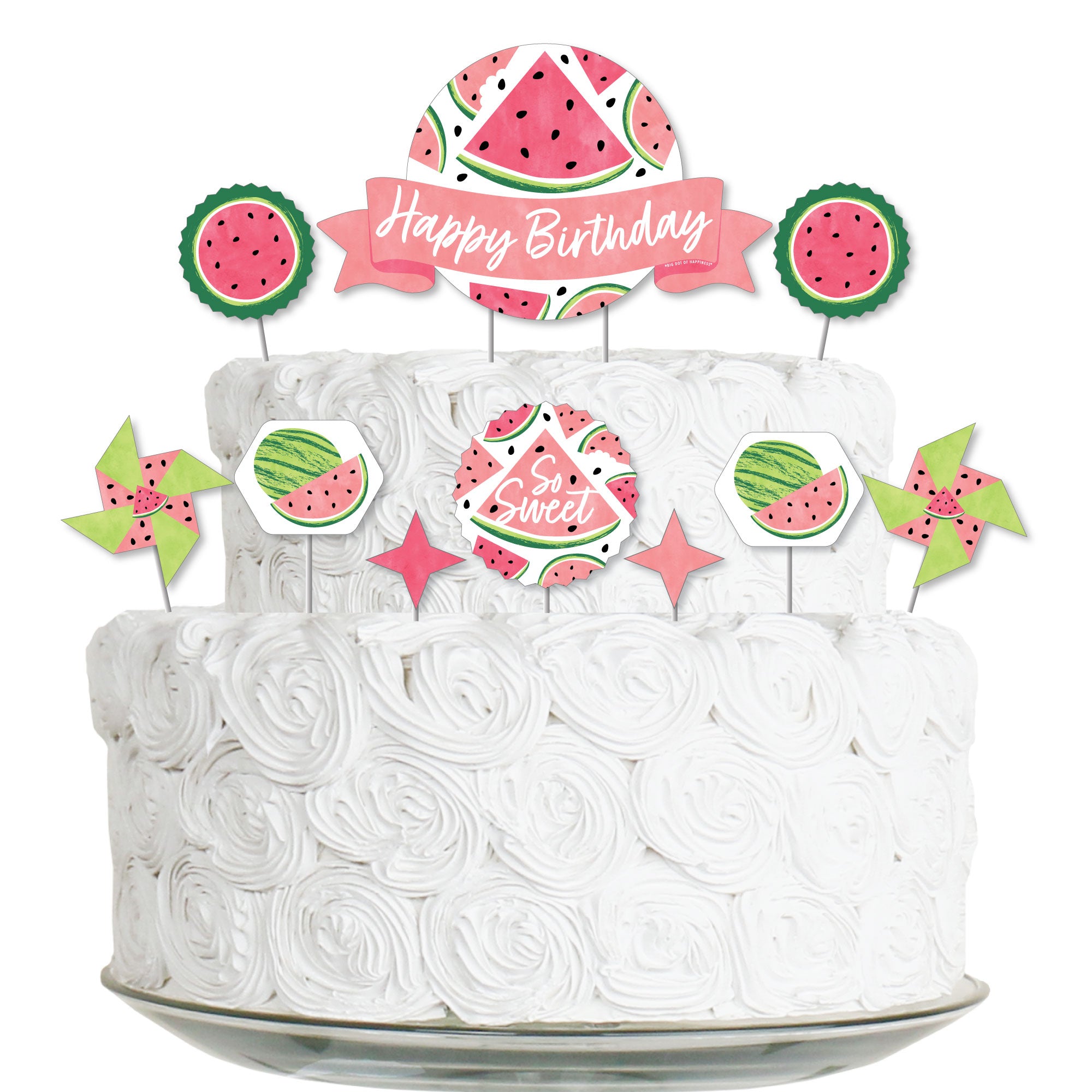 Sweet Watermelon - Birthday Party Cake Decorating Kit - Happy Birthday Cake  Topper Set - 11 Pieces