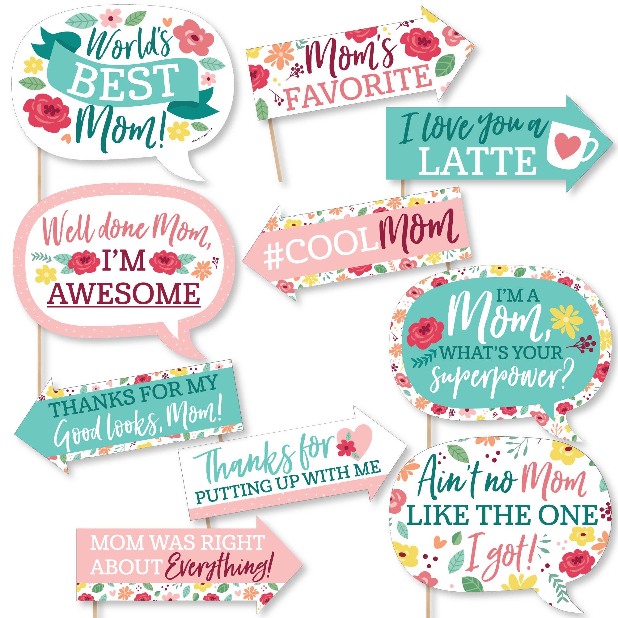 Big Dot of Happiness Colorful Floral Happy Mother's Day - We Love Mom Party  Circle Sticker Labels - 24 Count