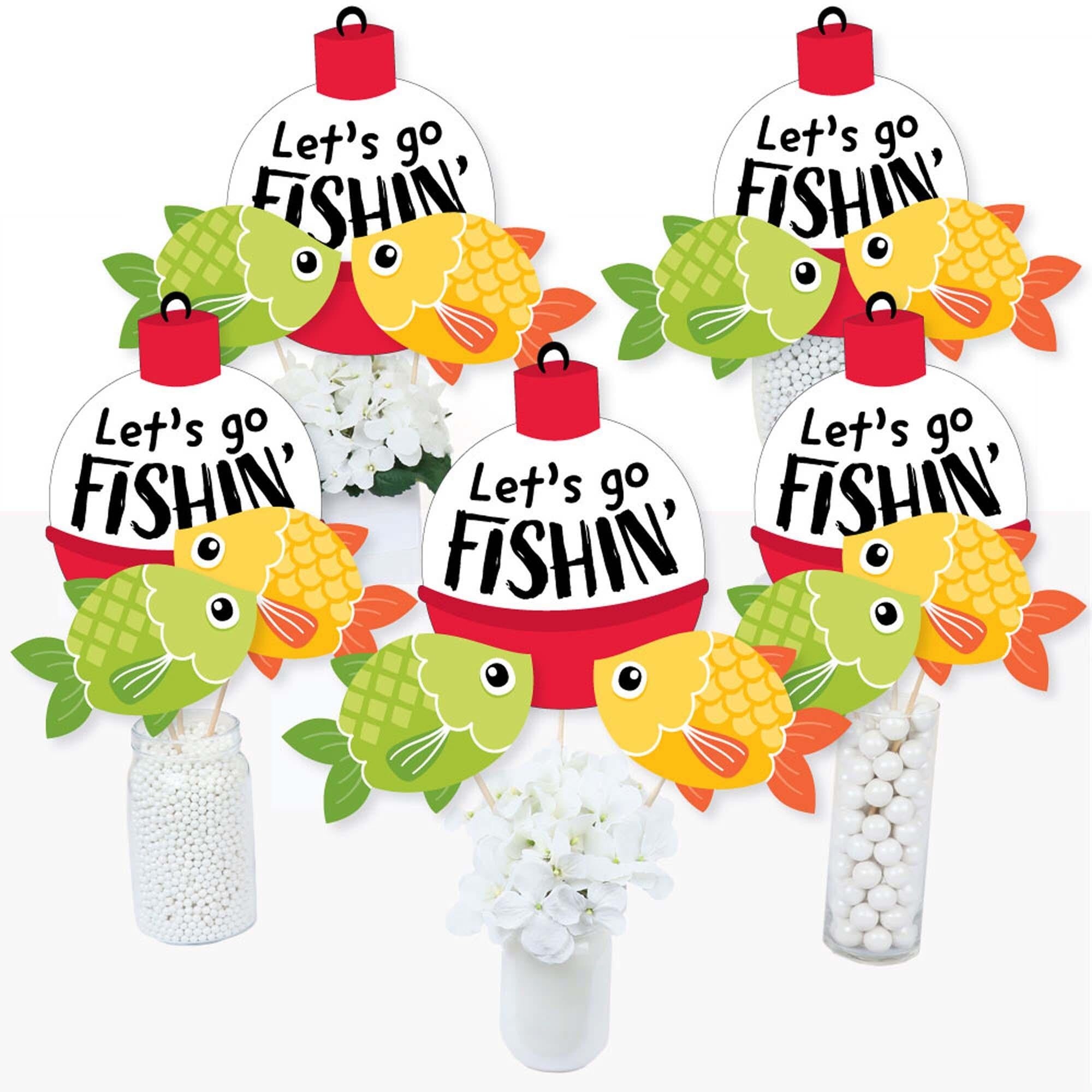 Big Dot of Happiness Let's Go Fishing Shaped Fish Birthday Party