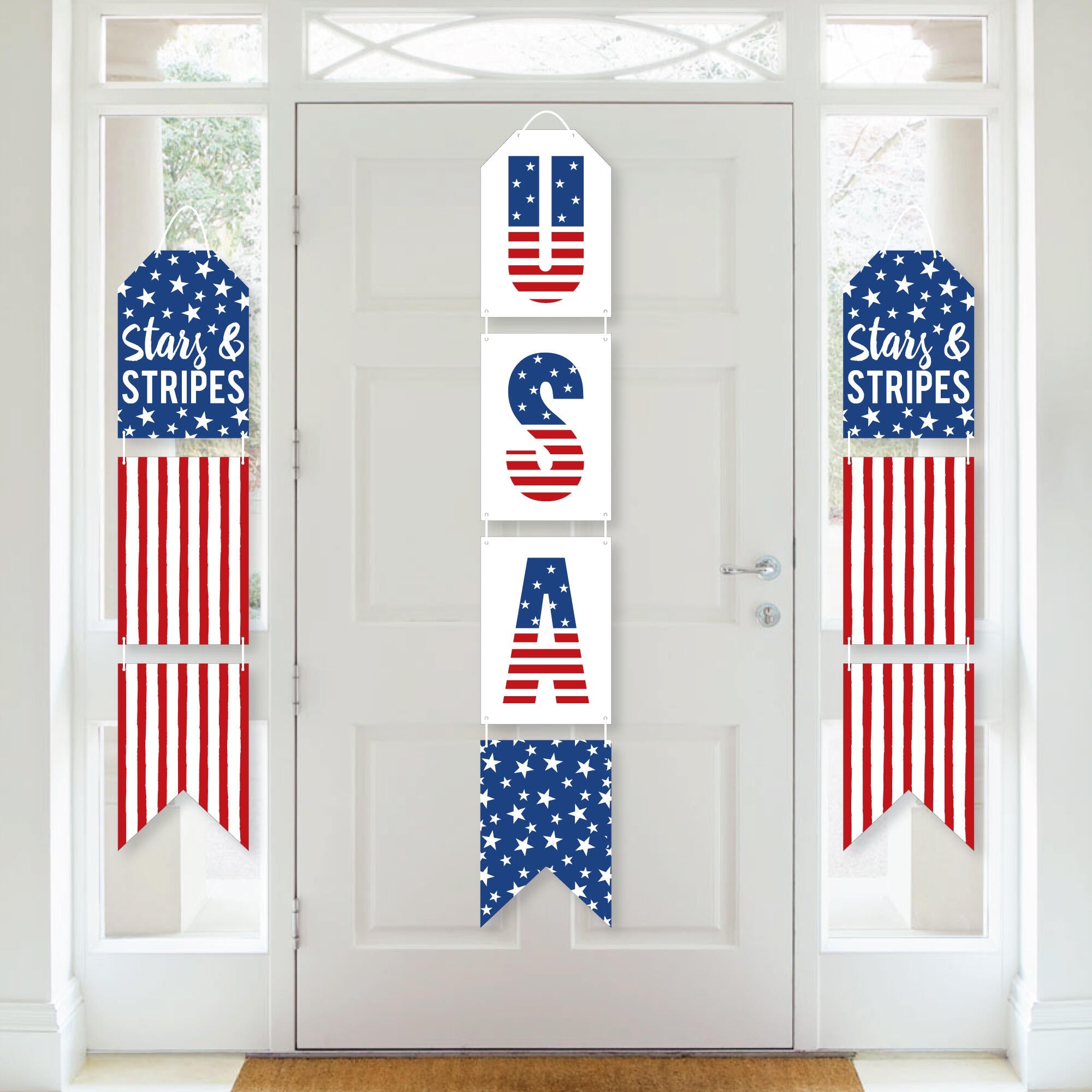 Big Dot of Happiness Stars & Stripes - Patriotic Wall Art and American Flag  Room Decor - 7.5 x 10 inches - Set of 3 Prints