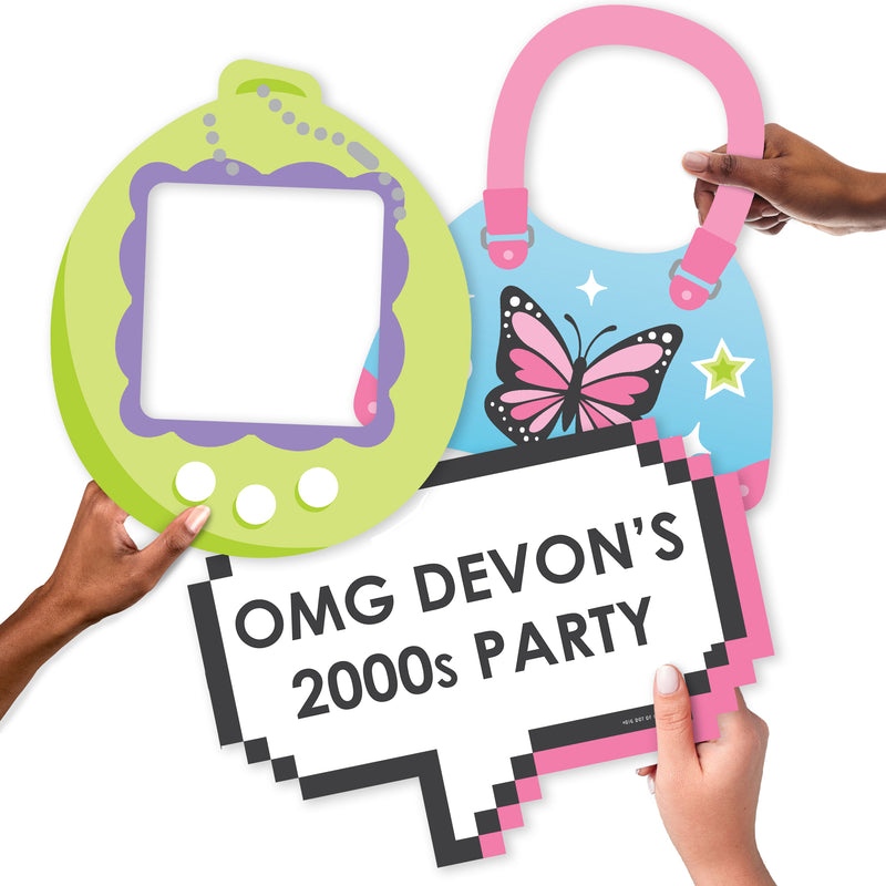 Custom 00s Y2K - Virtual Pet, Purse, and Talk Bubble Decorations - 2000s Party Large Photo Props - 3 Pc