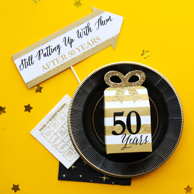 We Still Do - 50th Wedding Anniversary - Square Favor Gift Boxes - Anniversary Party Bow Boxes - Set of 12