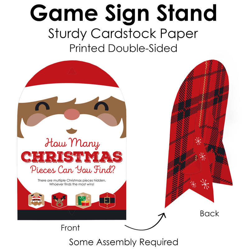 Jolly Santa Claus - Christmas Party Scavenger Hunt - 1 Stand and 48 Game Pieces - Hide and Find Game