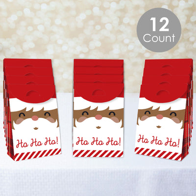 Jolly Santa Claus - Christmas Gift Favor Bags - Party Goodie Boxes - Set of 12