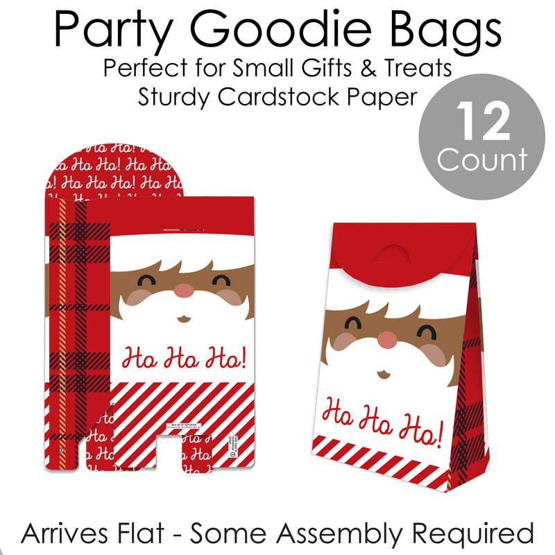 Jolly Santa Claus - Christmas Gift Favor Bags - Party Goodie Boxes - Set of 12