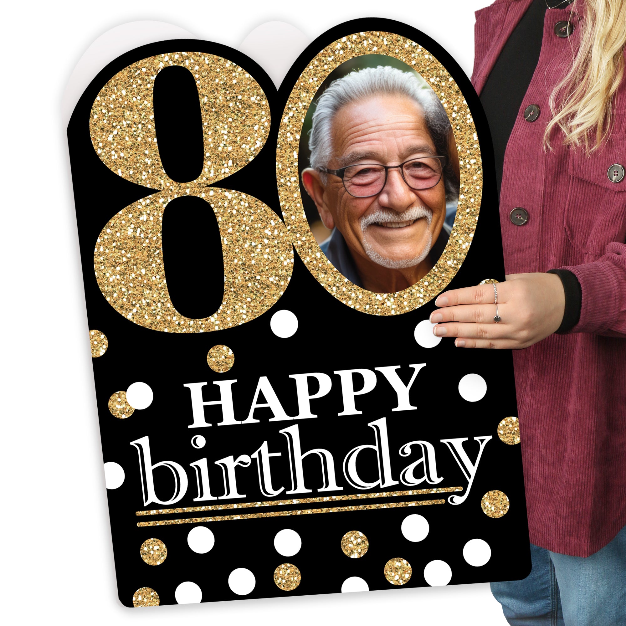 Adult 80th Birthday Gold Happy Birthday Giant Greeting Card