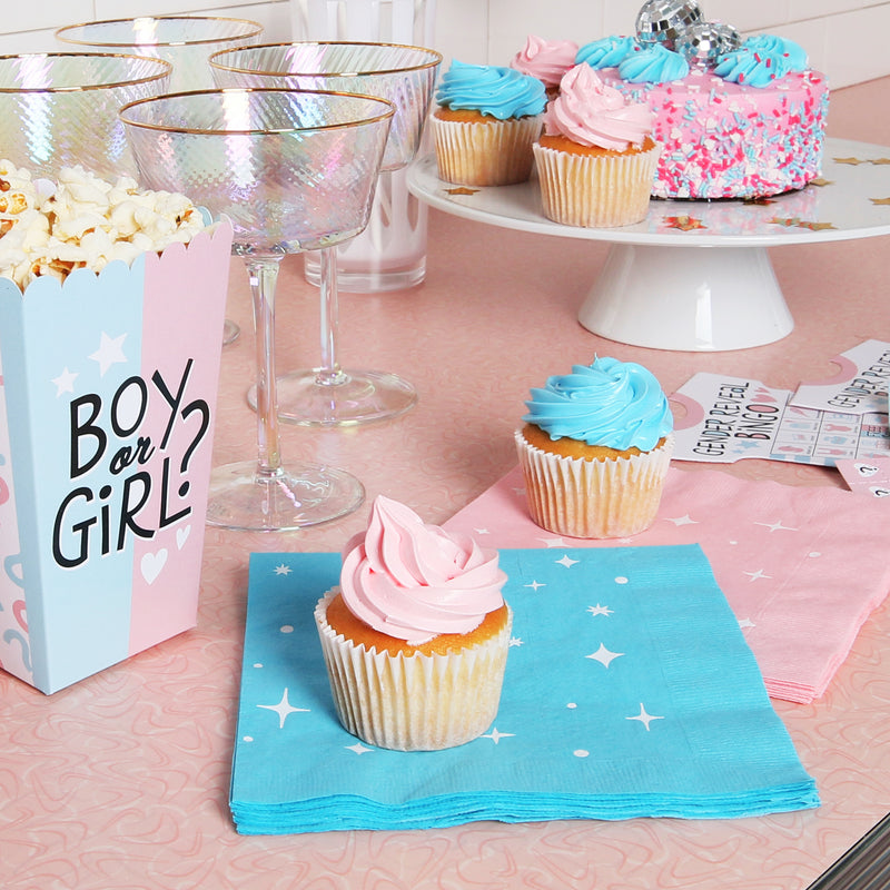 Baby Gender Reveal - Team Boy or Girl Party Favor Popcorn Treat Boxes - Set of 12