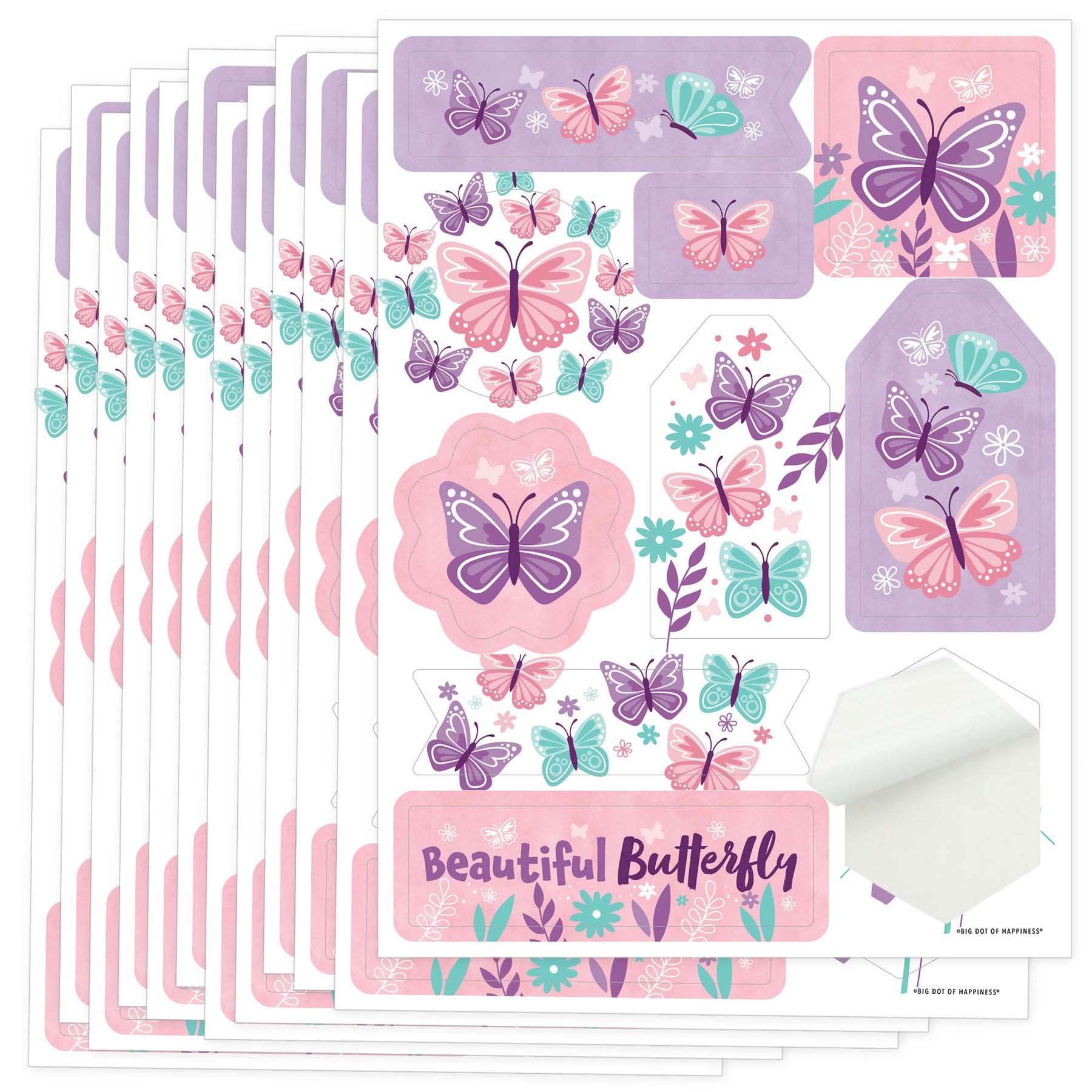 Big Dot of Happiness Beautiful Butterfly - Floral Baby Shower or Birthday  Gift Favor Bags - Party Goodie Boxes - Set of 12