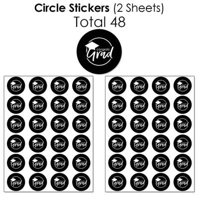 Black and White Grad - Best is Yet to Come - Mini Candy Bar Wrappers, Round Candy Stickers and Circle Stickers - 2025 Black and White Graduation Party Candy Favor Sticker Kit - 304 Pieces