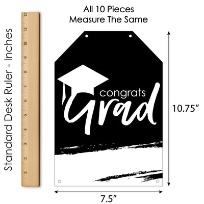 Black and White Grad - Best is Yet to Come - Hanging Vertical Paper Door Banners - 2025 Black and White Graduation Party Wall Decoration Kit - Indoor Door Decor