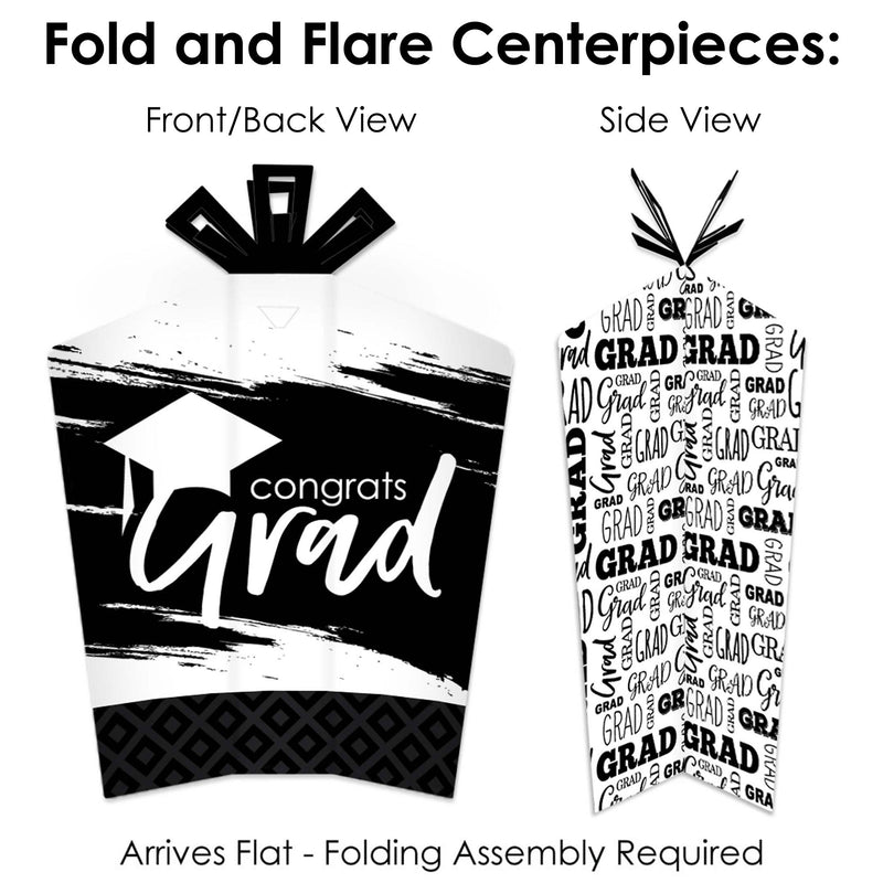 Black and White Grad - Best is Yet to Come - 2025 Black and White Graduation Party Decor and Confetti - Terrific Table Centerpiece Kit - Set of 30