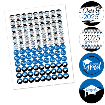 Blue Grad - Best is Yet to Come - Round Candy Labels 2025 Graduation Party Favors - Fits Hershey's Kisses 108 Ct