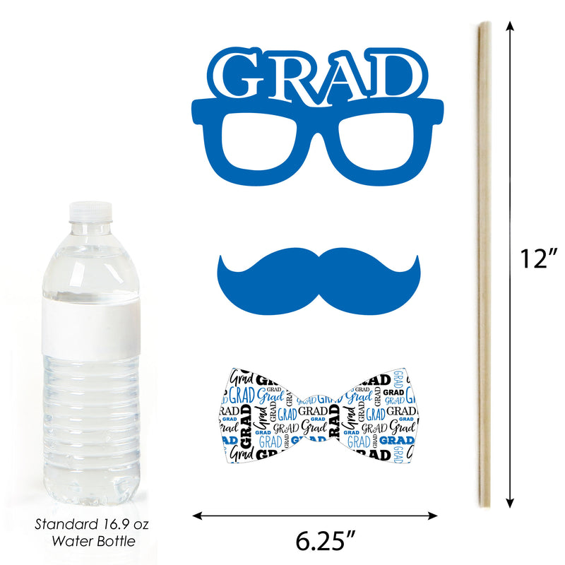 Blue Grad - Best is Yet to Come - Personalized 2025 Graduation Party Photo Booth Props Kit - 20 Count