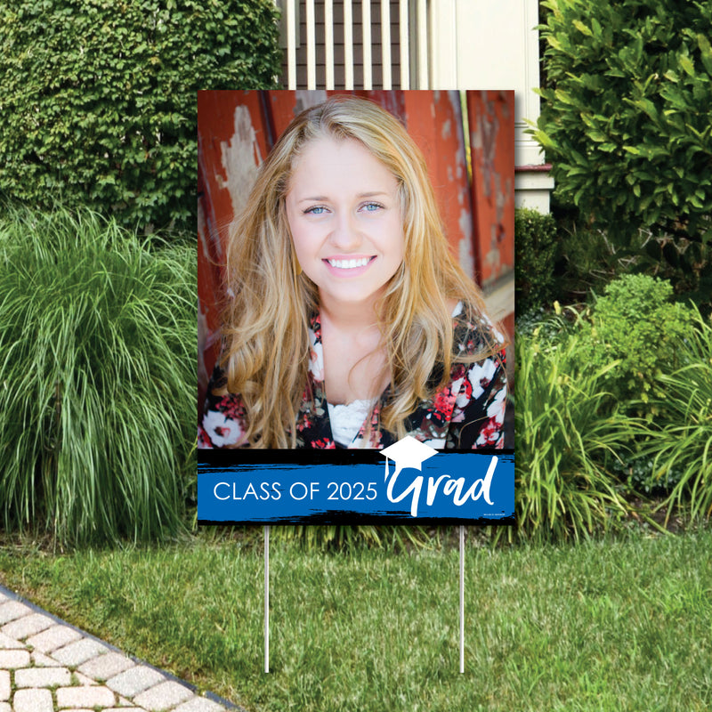 Blue Grad - Best is Yet to Come - Photo Yard Sign - Royal Blue 2025 Graduation Party Decorations