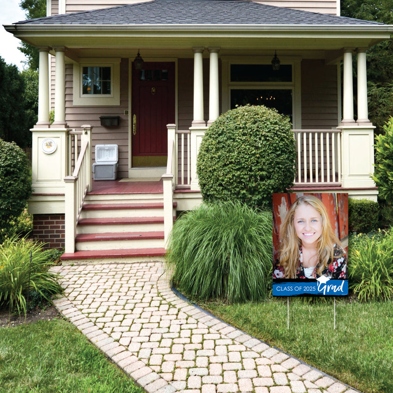 Blue Grad - Best is Yet to Come - Photo Yard Sign - Royal Blue 2025 Graduation Party Decorations