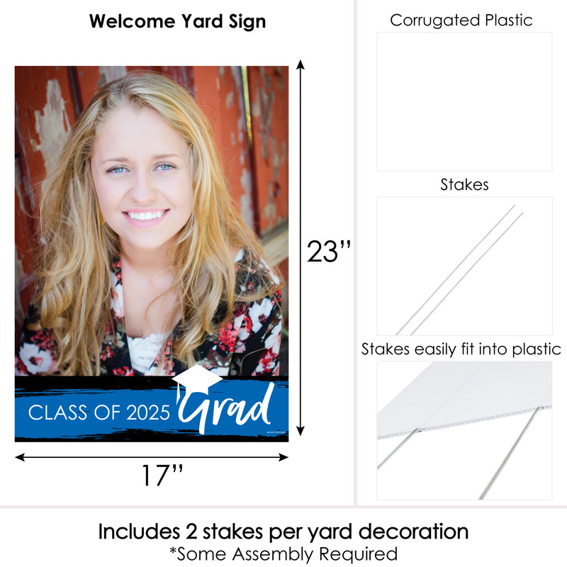 Blue Grad - Best is Yet to Come - Photo Yard Sign - Royal Blue 2025 Graduation Party Decorations