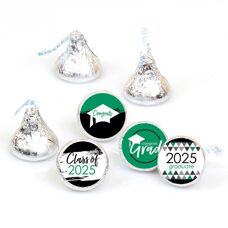 Green Grad - Best is Yet to Come - Round Candy Labels 2025 Graduation Party Favors - Fits Hershey&