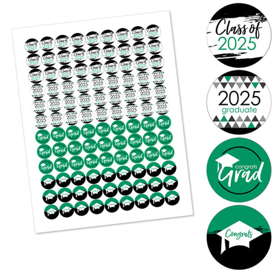 Green Grad - Best is Yet to Come - Round Candy Labels 2025 Graduation Party Favors - Fits Hershey's Kisses 108 Ct