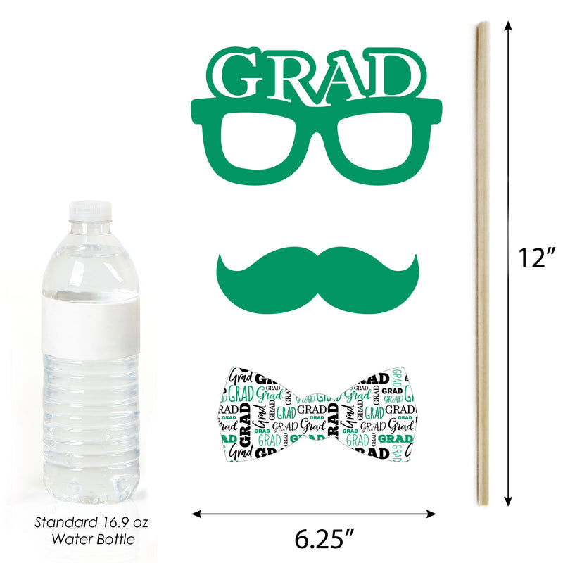 Green Grad - Best is Yet to Come - Personalized 2025 Graduation Party Photo Booth Props Kit - 20 Count