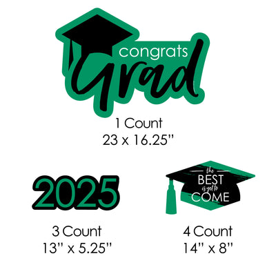 Green Grad - Best is Yet to Come - Yard Sign & Outdoor Lawn Decorations - 2025 Graduation Party Yard Signs - Set of 8