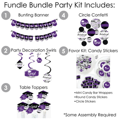 Purple Grad - Best is Yet to Come - 2025 Purple Graduation Party Supplies - Banner Decoration Kit - Fundle Bundle