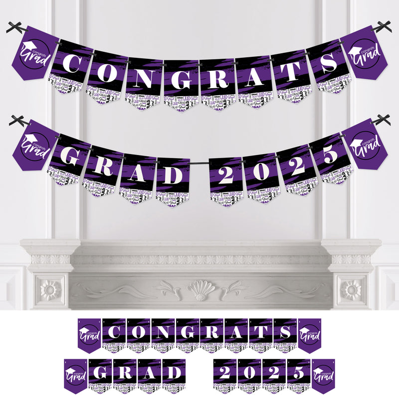 Purple Grad - Best is Yet to Come - 2025 Graduation Party Bunting Banner and Decorations - Congrats Grad