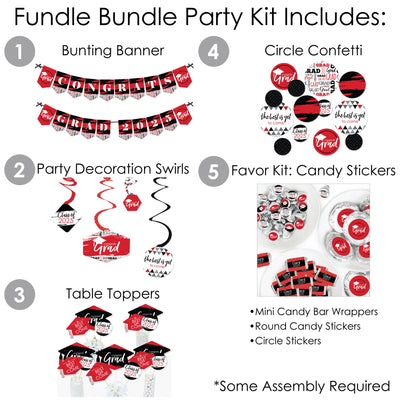 Red Grad - Best is Yet to Come - 2025 Red Graduation Party Supplies - Banner Decoration Kit - Fundle Bundle