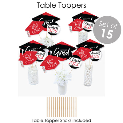 Red Grad - Best is Yet to Come - 2025 Red Graduation Party Supplies - Banner Decoration Kit - Fundle Bundle