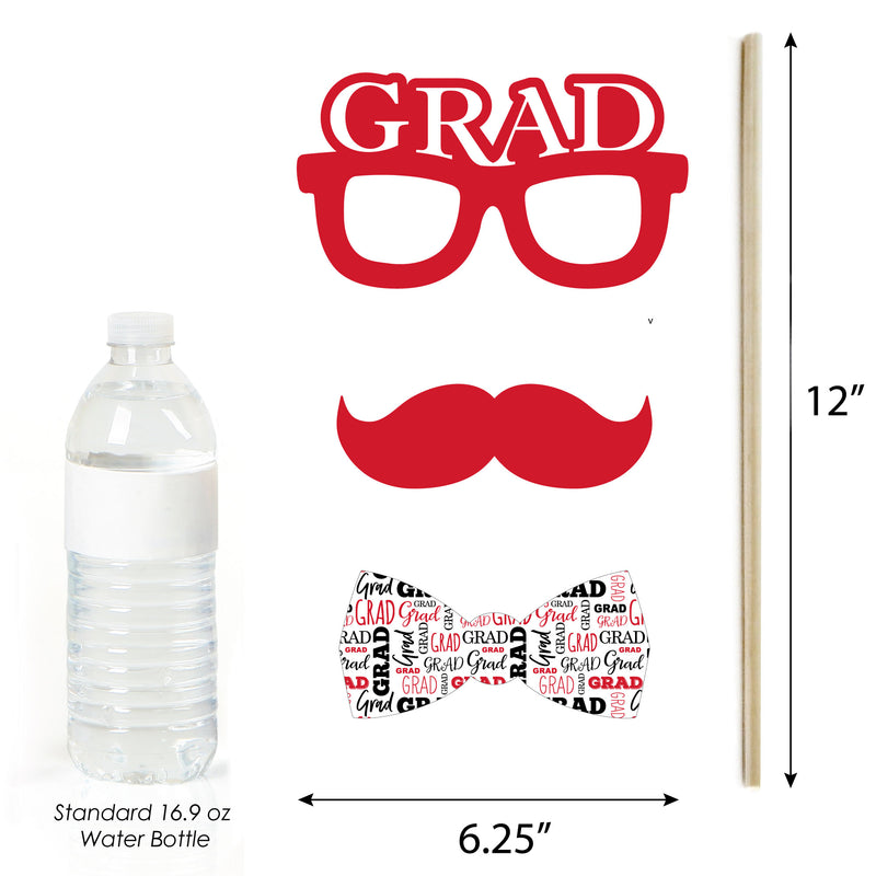 Red Grad - Best is Yet to Come - Personalized 2025 Graduation Party Photo Booth Props Kit - 20 Count