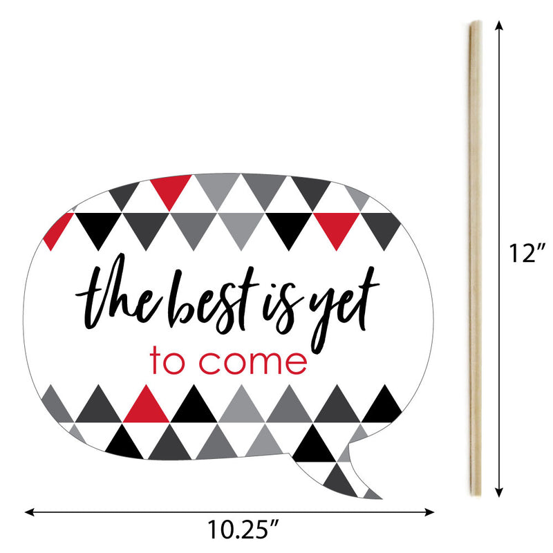 Red Grad - Best is Yet to Come - Personalized 2025 Graduation Party Photo Booth Props Kit - 20 Count