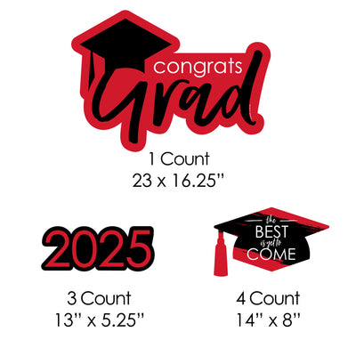 Red Grad - Best is Yet to Come - Yard Sign & Outdoor Lawn Decorations - 2025 Graduation Party Yard Signs - Set of 8