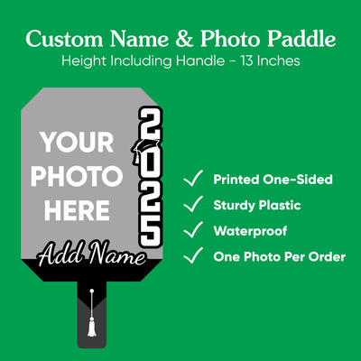 Big Dot of Happiness Custom Black Grad, Class of 2025 Face Fans with Handles, Personalized Grad Big Head on Stick, Graduation Face Cutouts, Party Photo Booth Props, Black 1pc