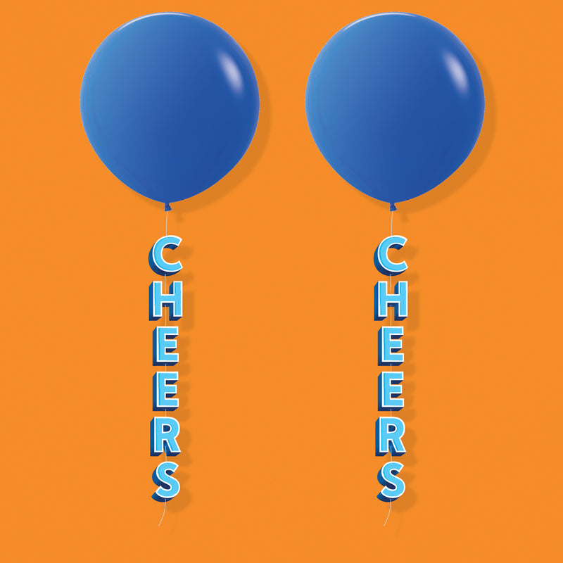 Giant Blue Balloons with Cheers Tails - Set of 2