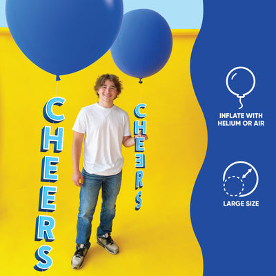 Giant Blue Balloons with Cheers Tails - Set of 2