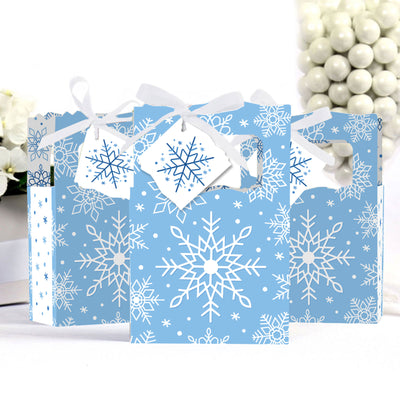 Blue Snowflakes - Winter Holiday Party Favor Boxes - Set of 12