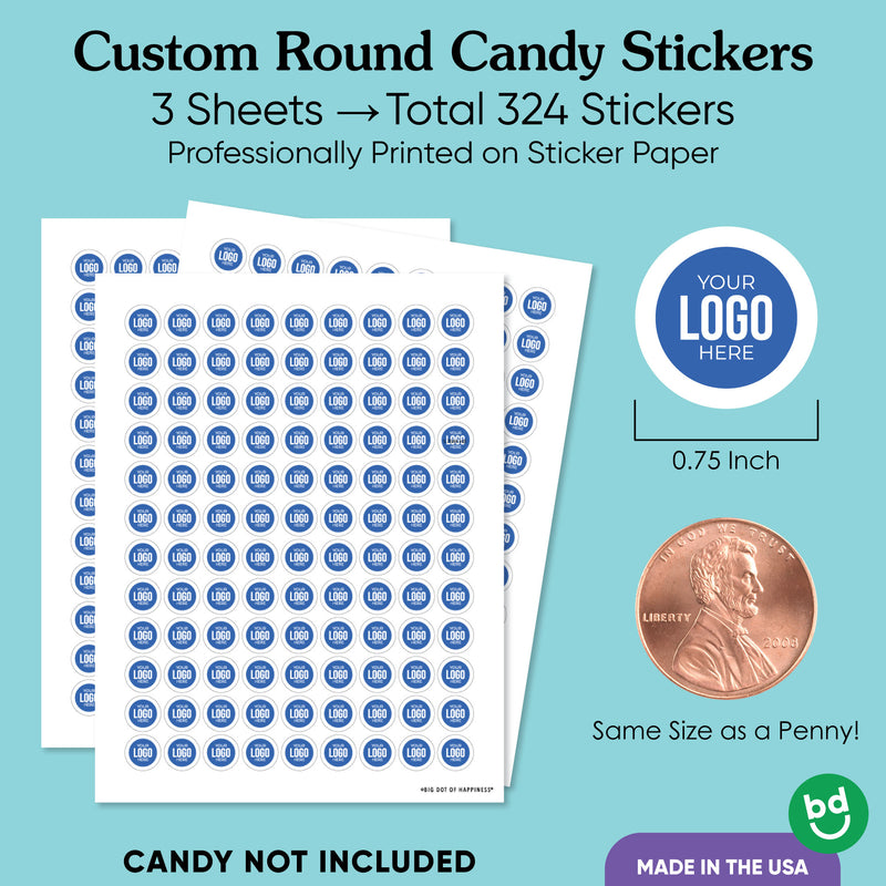 custom logo branded corporate party round candy stickers