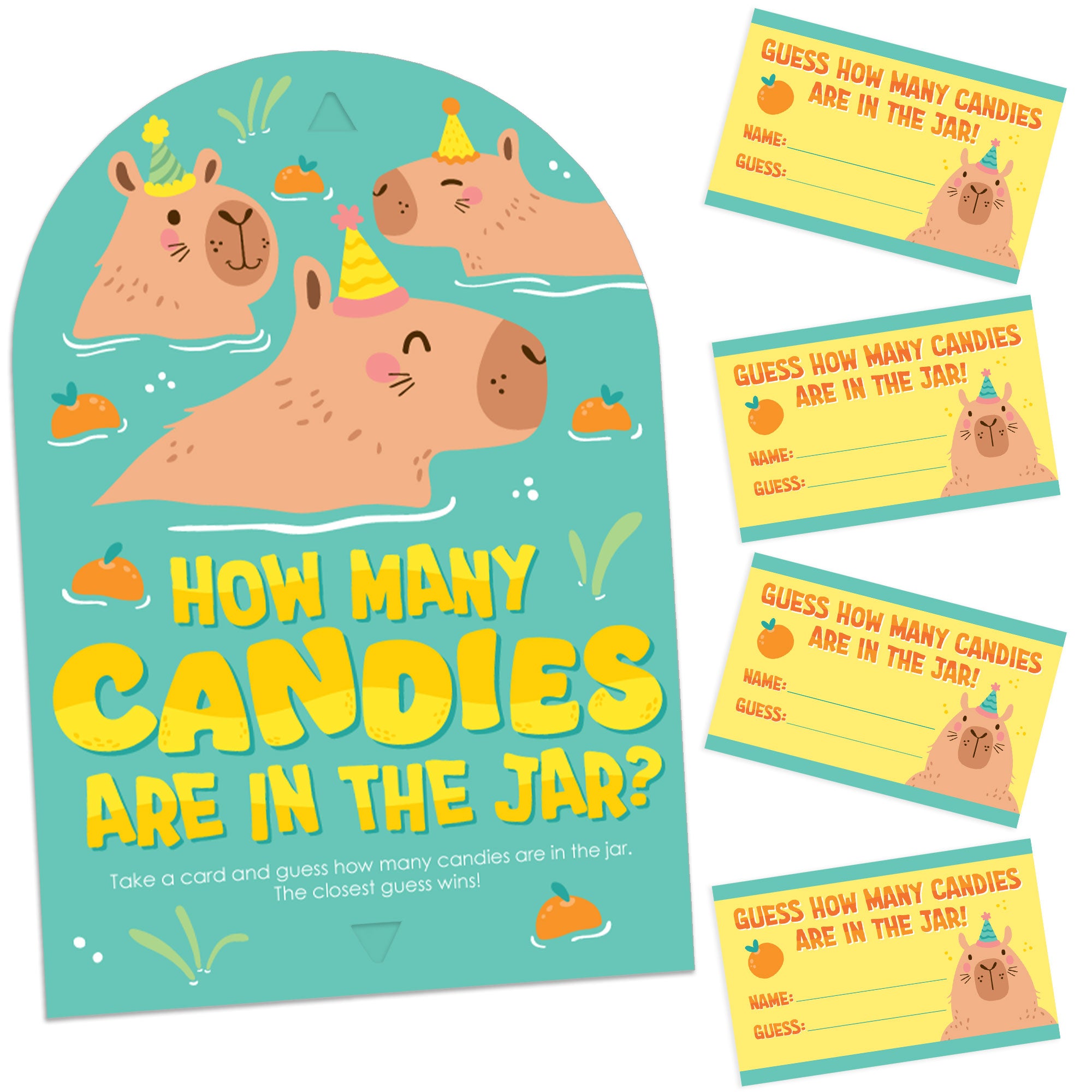 Capy Birthday How Many Candies Capybara Party Game 1 Stand And 40