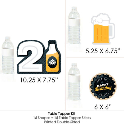 Cheers and Beers to 21 Years - 21st Birthday Party Centerpiece Sticks - Table Toppers - Set of 15