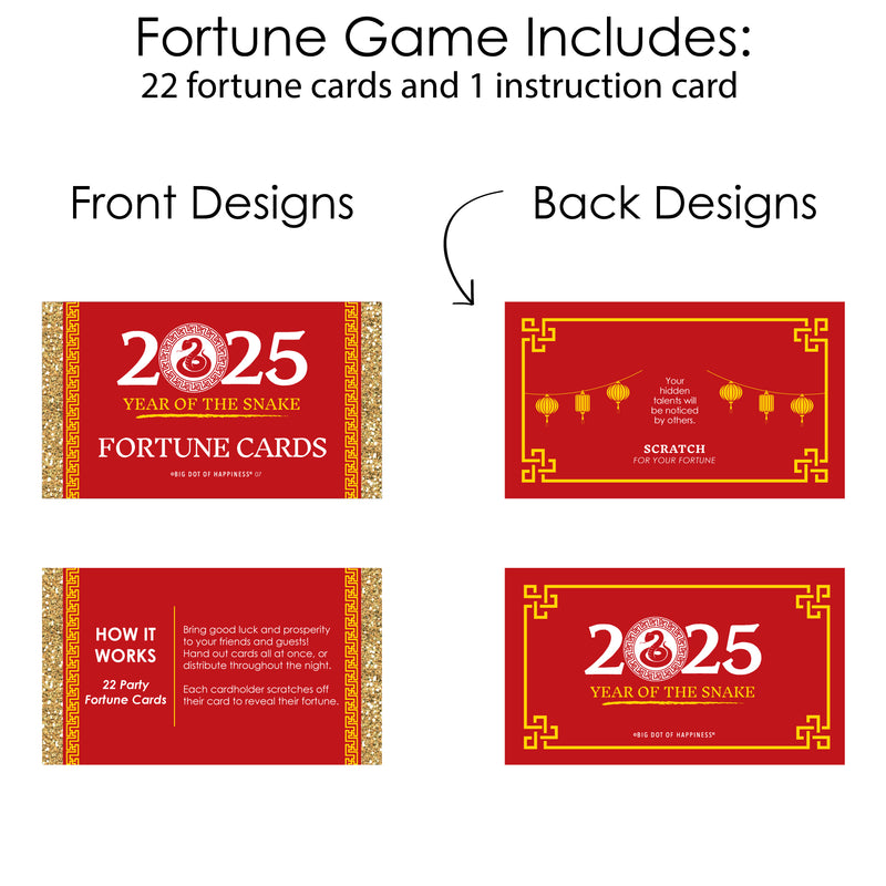 Chinese New Year - 2025 Year of the Snake Game Scratch Off Fortune Cards - 22 Count