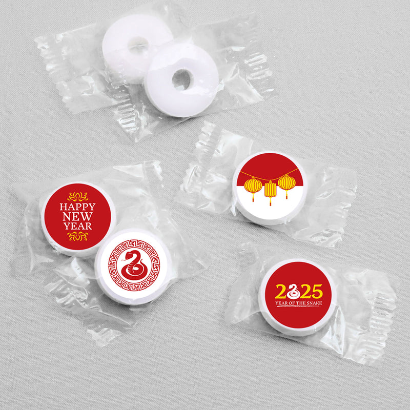 Chinese New Year - 2025 Year of the Snake Round Candy Sticker Favors - Labels Fit Chocolate Candy (1 sheet of 108)