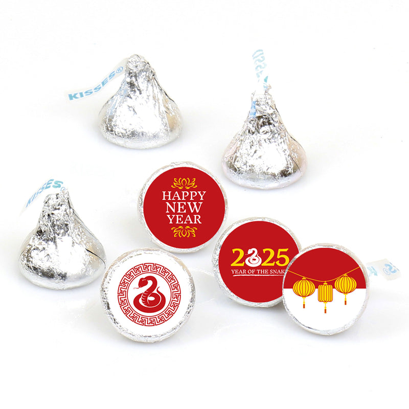 Chinese New Year - 2025 Year of the Snake Round Candy Sticker Favors - Labels Fit Chocolate Candy (1 sheet of 108)