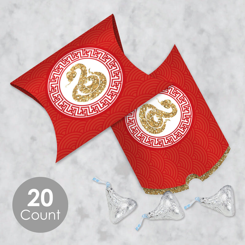 Chinese New Year - Favor Gift Boxes - 2025 Year of the Snake Petite Pillow Boxes - Set of 20