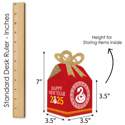 Chinese New Year - Square Favor Gift Boxes - 2025 Year of the Snake Bow Boxes - Set of 12