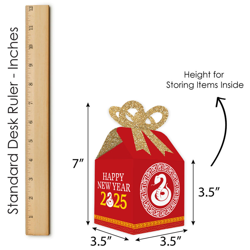 Chinese New Year - Square Favor Gift Boxes - 2025 Year of the Snake Bow Boxes - Set of 12