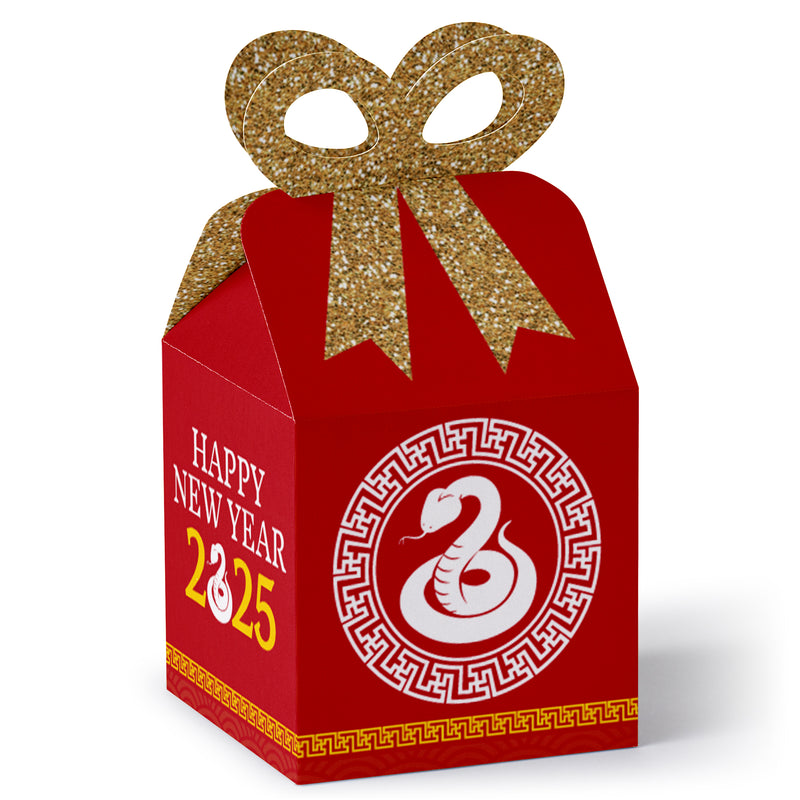 Chinese New Year - Square Favor Gift Boxes - 2025 Year of the Snake Bow Boxes - Set of 12