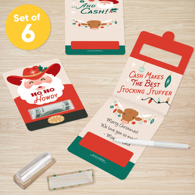 Christmas Cowboy Funny Money Cards - 6 Ct