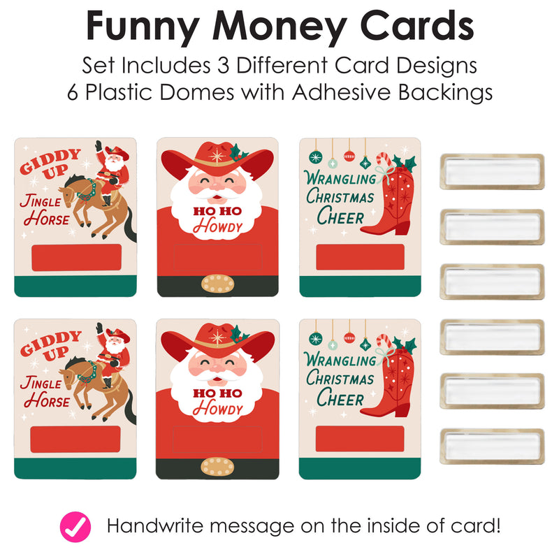 Christmas Cowboy Funny Money Cards - 6 Ct